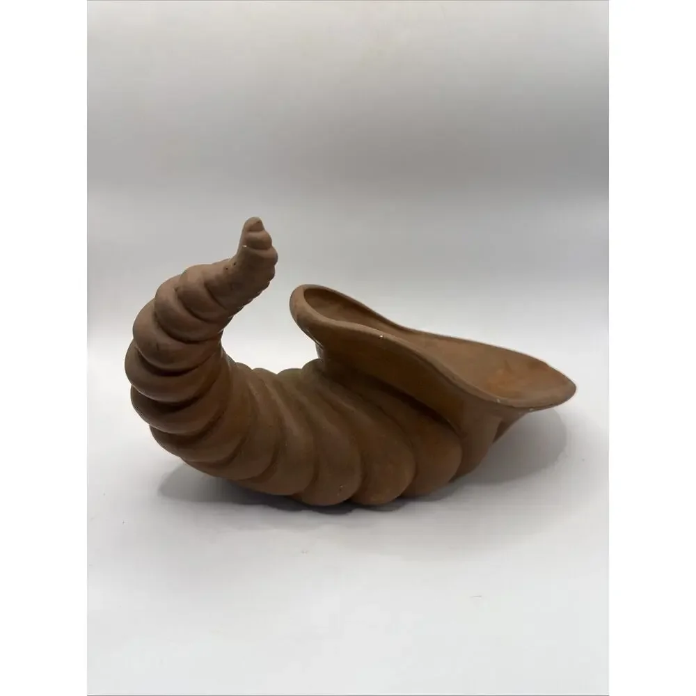 Cornucopia Horn of Plenty Ceramic Pottery Vase Container *
